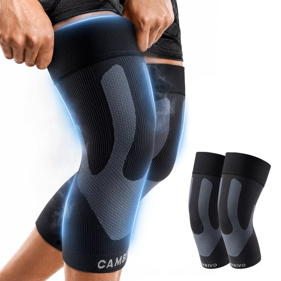 CAMBIVO Ultra-Lightweight Knee Brace, Breathable Compression Sleeve (Only 0.2 lb), Workout Knee Support for Running, Meniscus Tear, ACL & Arthritis Pain Relief 1 Pair