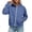 Blue, variant on QTSHPN Zip up Sweatshirt Women Collared Long Sleeve Oversized Crewneck Jacket Style Pullover with Full Zipper for Fall Fashion Outfits Women's Sweatshirts Black XXL