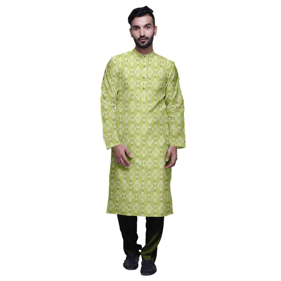 Atasi Printed Chinese Collar Casual Kurta With Churidar Mens Kurta Shirt