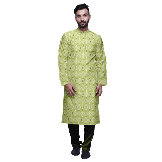 Atasi Kurta Décontractée à Col Chinois Imprimé avec Churidar pour Hommes