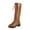 Brown, variant on jsaierl European And American Thick Heel Women's Shoes Belt Buckle High Boot Large Size Women's Knight Boot