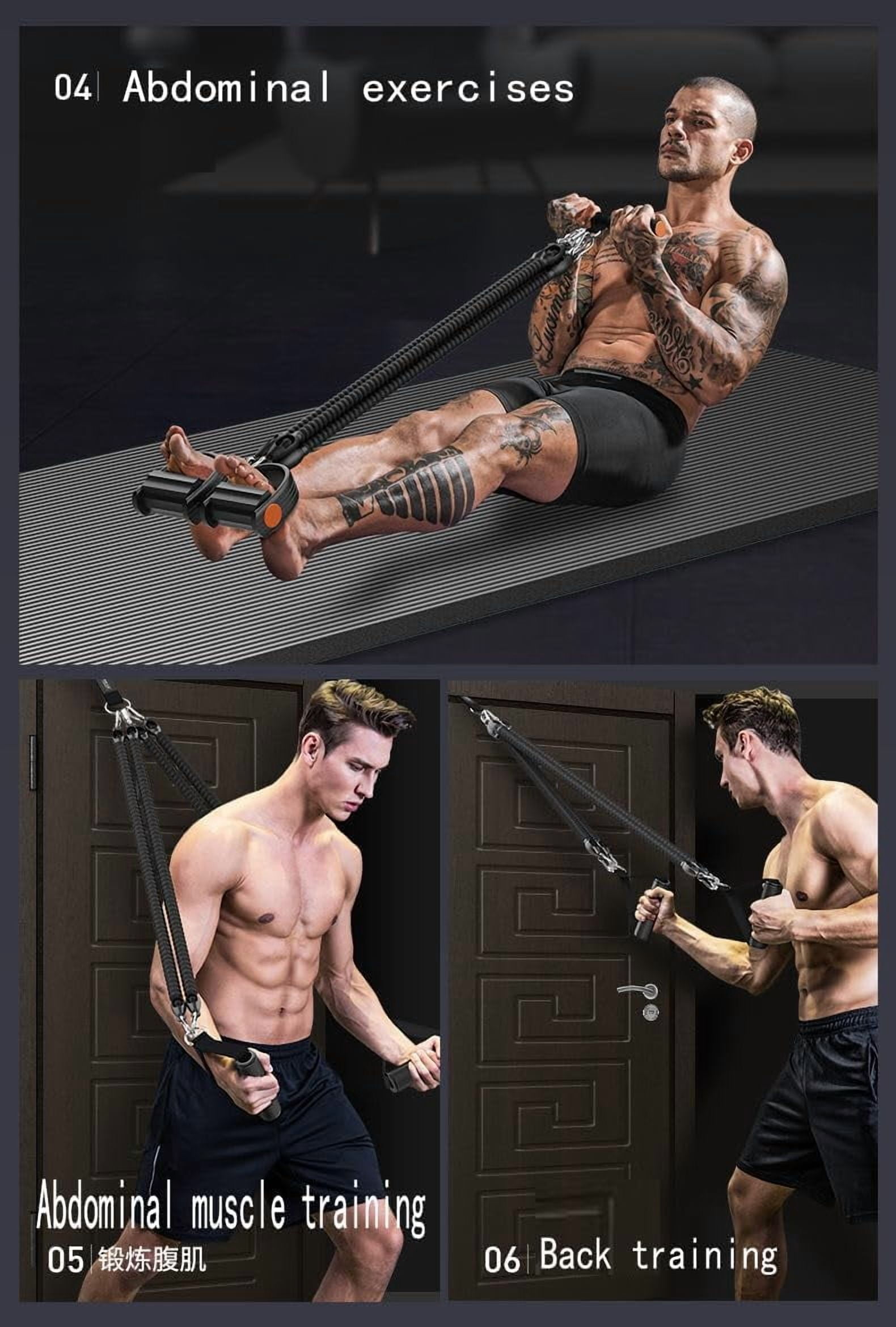 Upgrade 21 Fitness Resistance Bands-4 Tube Pedal Ankle Puller, 2025 New Stretch Bands for Exercise Sit Up AB Training Equipment Workout for Women and Men