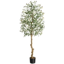 Olive Trees Artificial Indoor, 6FT Tall Olive Tree Plants, Faux Olive Tree with Realistic Trunk, Leaves, Fruits for Home Office Decor