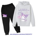 thumbnail image 5 of Hello Kitty Casual divertido chándal niños Kuromi Sudadera con capucha conjunto niños sudaderas con capucha pantalones largos 2 piezas conjuntos niños suéter ropa, 5 of 5