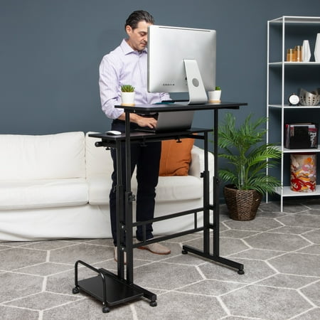 Mind Reader - 2 Tier Sit and Stand Desk XL - Black