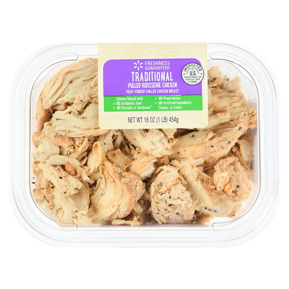 Freshness Guaranteed Traditional Shredded Rotisserie Chicken Breasts, 16 oz, 18g of Protein, No Artificial Ingredients, Gluten Free (Refrigerated)