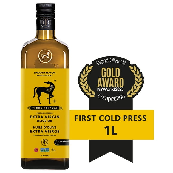 Terra Delyssa Premium Extra Virgin Olive Oil, First Cold Press, Award Winner, 1 L