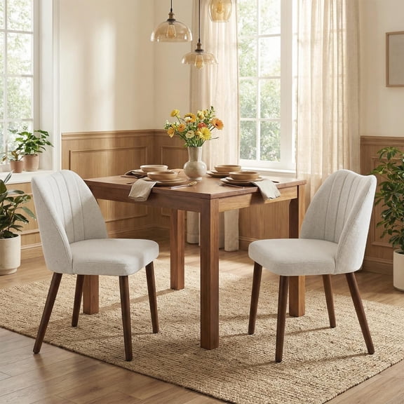 TacleeKii Wooden Dining Chairs Set of 2, Dining Room Chairs for Kitchen/Living Room/Restaurant, Beige