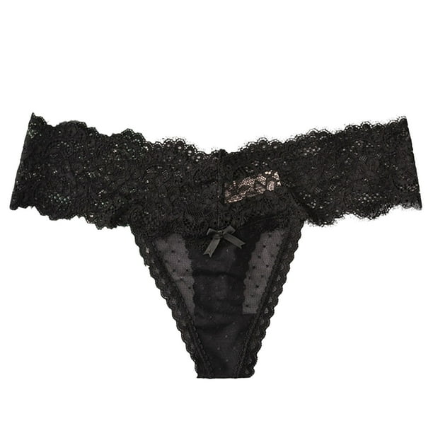Gibobby Ropa interior de encaje sexy Tanga transparente de encaje sexy para mujer Ropa interior sexy de cintura Tanga Ropa interior(Negro,Talla única)