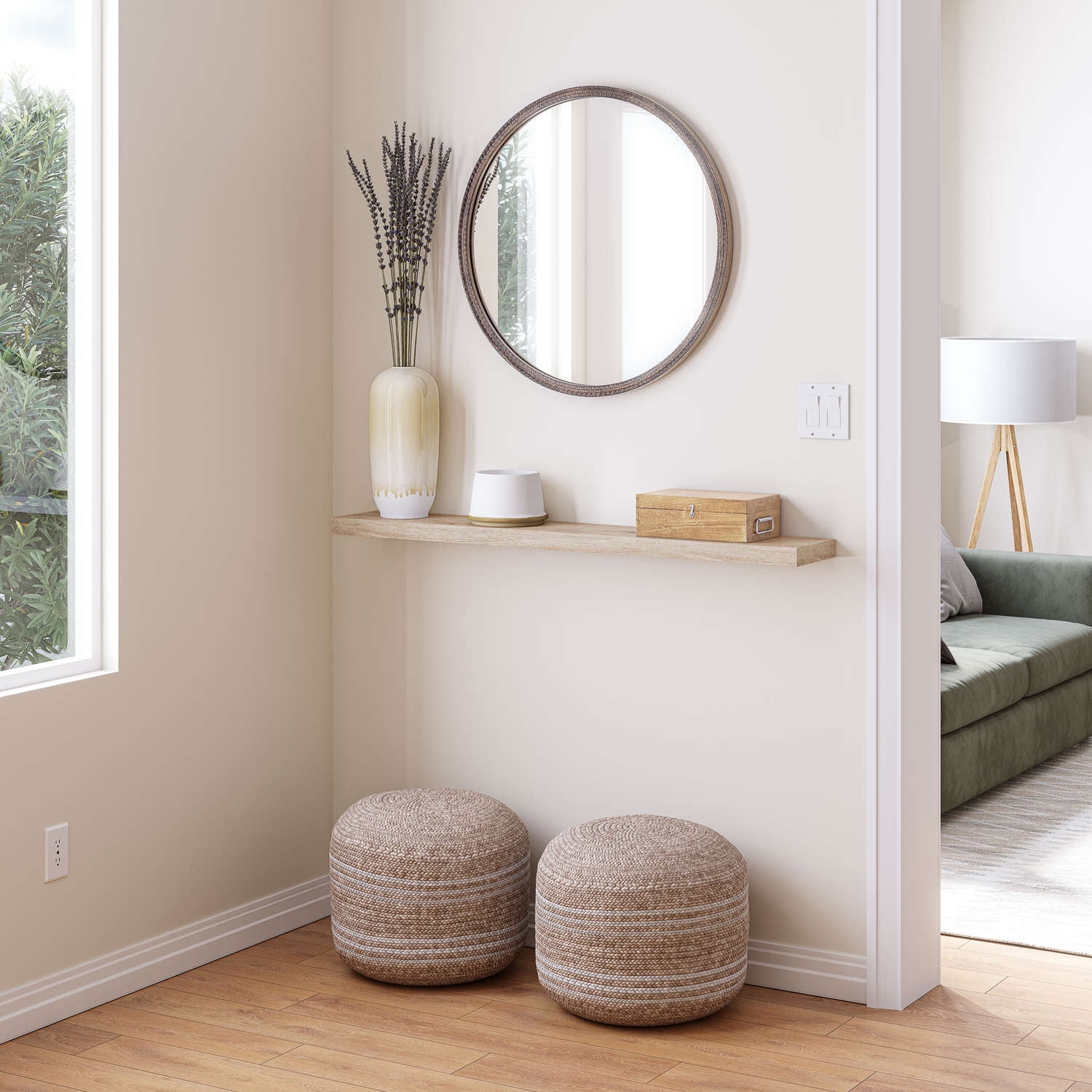 Ballucci 48" Floating Shelf, Wood Wall Mount Shelf with Invisible Bracket, 8" Deep, Oak Finish