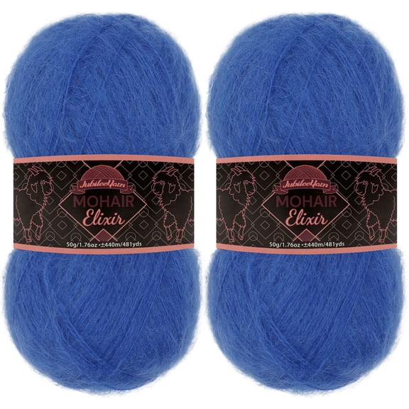 JubileeYarn Mohair Elixir Yarn - 50g/Skein Baby Wool Blend - Curaçao Cooler - 2 Skeins