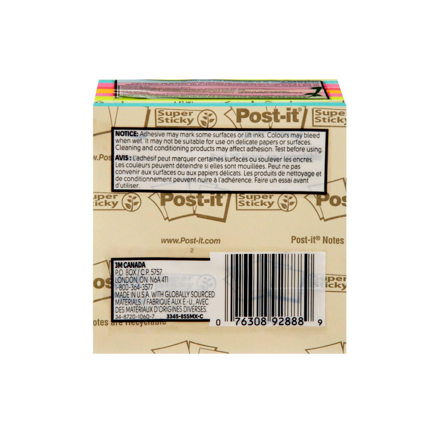 Feuillets super collants Post-it®, 3345-8SSMX2-EF, 8 blocs/ paquet