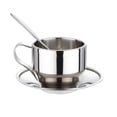 thumbnail image 1 of GOOHOCHY Juego de 3 tazas de té y café de acero inoxidable, exquisita vajilla, plato, cuchara, ideal para cafeterías caseras., 1 of 8