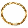thumbnail image 3 of Gold Plated Cuban Link Chain Necklace for Men Women Stainless Steel Jewelry, 3 of 8