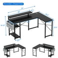 thumbnail image 3 of Huloretions L Shaped Computer Desk,Gaming Table Corner Desk 54 Inch PC Writing Desk Study Desks with Power Outlet & LED Strip,Reversible Modern Simple Study Table, 3 of 8
