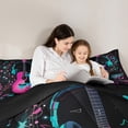 thumbnail image 5 of Castle Fairy Music Guitar 3 Pieces Queen Comforter Set,Pink Blue Ultra Soft Bedding Sets,Musical Notes Bedding Comforter Set,Ultra Soft Melody Home Decor,Reversible, 5 of 8