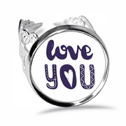 Love You Cute Quote Handwrite Style Ring Adjustable Love Wedding Engagement