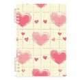 thumbnail image 2 of Pink Hearts in Grids Ring Binder Notebook Journey Note Diary College Ruled Spiral Notebook Study Loose Leaf Paper A5 60 Pages, 2 of 8