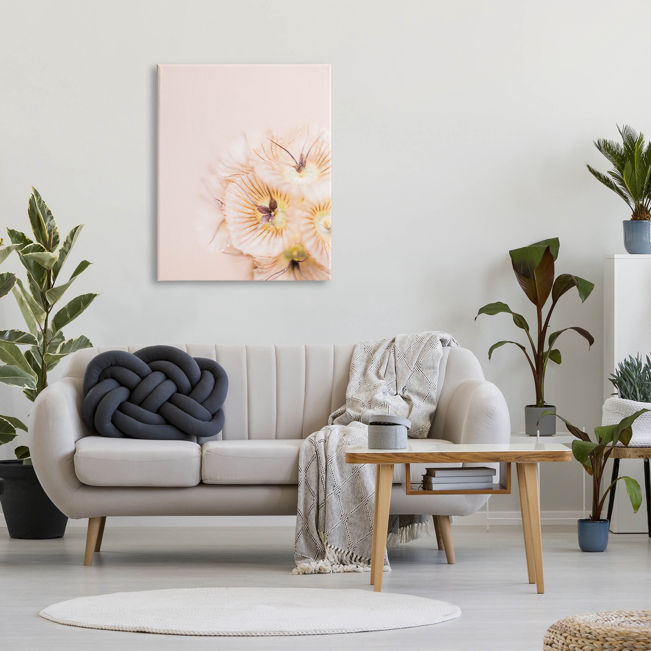 Close Up Pink Flower Anther Botanical & Floral Photograph Gallery Wrapped Canvas Print Wall Art