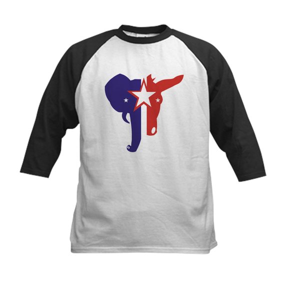 CafePress - Republican Democrat Kids Baseball Jersey - Kids Cotton Baseball Jersey, 3/4 Sleeve Shirt