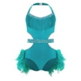 thumbnail image 2 of Aislor Girls Sparkly Rhinestone Halter Sleeveless Latin Jazz Ballet Dance Leotard Skirted for Performance Turquoise 16, 2 of 7