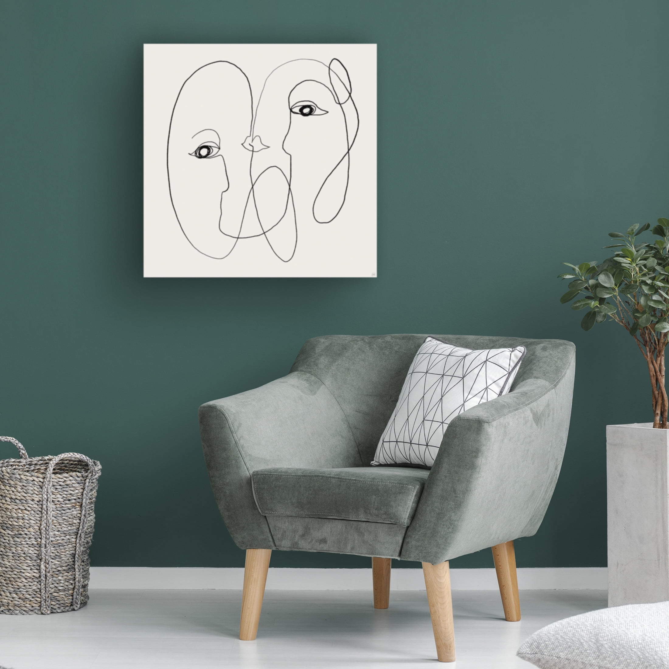 Canvas Wall Art - Line and Brush 'Face Explorations 9' Wall Art for Living Room, Bedroom, or Office Décor by Trademark Fine Art - 18 x 18 Inches