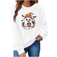 thumbnail image 6 of Women's Ghost Graphic Sweatshirts Halloween Long Sleeve Crew Neck Sweater Funny Cute Trendy Fall Sweat Shirts Tops Red, 2XL, 6 of 6