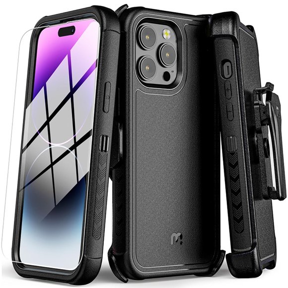 Funda MYBAT Maverick Clip para iPhone 14 PRO Negra con Mica