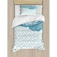 thumbnail image 3 of Farmhouse Decor Queen Size Duvet Cover Set, Funk Style Cute Cloud Forms Made with Spiral Lines Twister Cyclone Drawing Print, Decorative 3 Piece Bedding Set with 2 Pillow Shams, Blue, by Ambesonne, 3 of 3