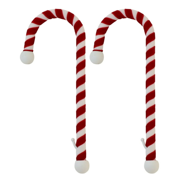 Haute Decor Candy Cane Christmas Stocking Holder for Various Mantel Styles and Sizes - 2 Pack - Velvet