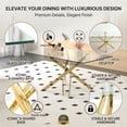 thumbnail image 6 of Sumdeal 7-Piece Dining Set, 63 in Glass Dining Table with 6 Black Velvet Chairs, Gold Legs, 6 of 9