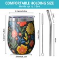 thumbnail image 5 of 12oz Stemless Wine Tumblers Pioneer Flower Floral Print Pattern Vacuum Insulated Stainless Steel Travel Tumbler Cups Mug with Lid and Straw for Champaign,Cocktail,Beer with Cleaning Brush, 5 of 5
