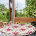 thumbnail image 2 of Ambesonne Spring Fitted Round Tablecloth, Retro Floral Motifs Dots, 40"- 44" Diameter, Pastel Pink and Olive Green, 2 of 5