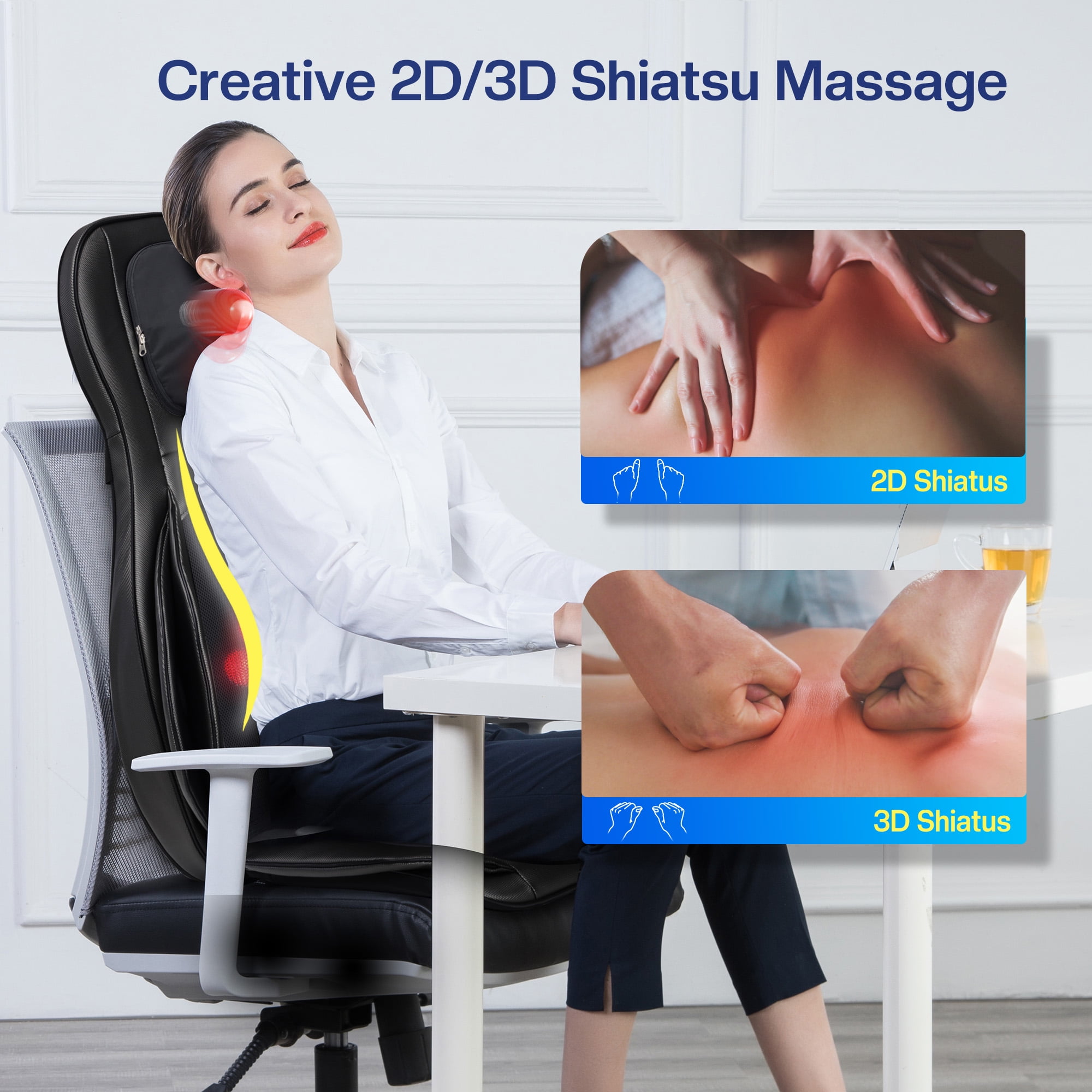Comfier Shiatsu Neck & Back Massager 2D/3D Full Back Massager with Heat  CF-2309A
