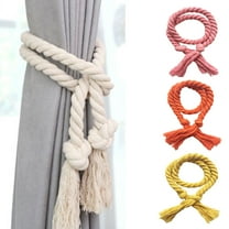 Cheers US 2Pcs Natural Cotton Curtain Tiebacks- Village Style Curtain Holdback Rope, Curtain Decorative Holdbacks for Rural Style Drapery Tieback
