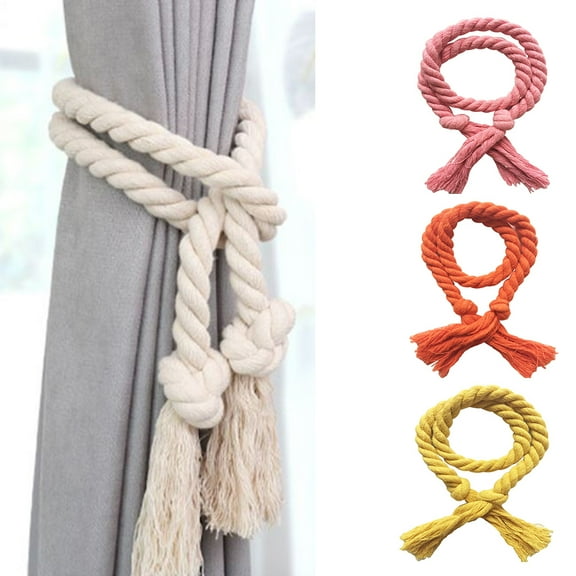 Travelwant 2Pcs Natural Cotton Curtain Tiebacks- Village Style Curtain Holdback Rope, Curtain Decorative Holdbacks for Rural Style Drapery Tieback