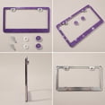 thumbnail image 5 of 1-Piece Square-Hole License Plate Frame, Sparkling Cute Rhinestones, Stainless Steel Material, Unisex, purple, 5 of 6