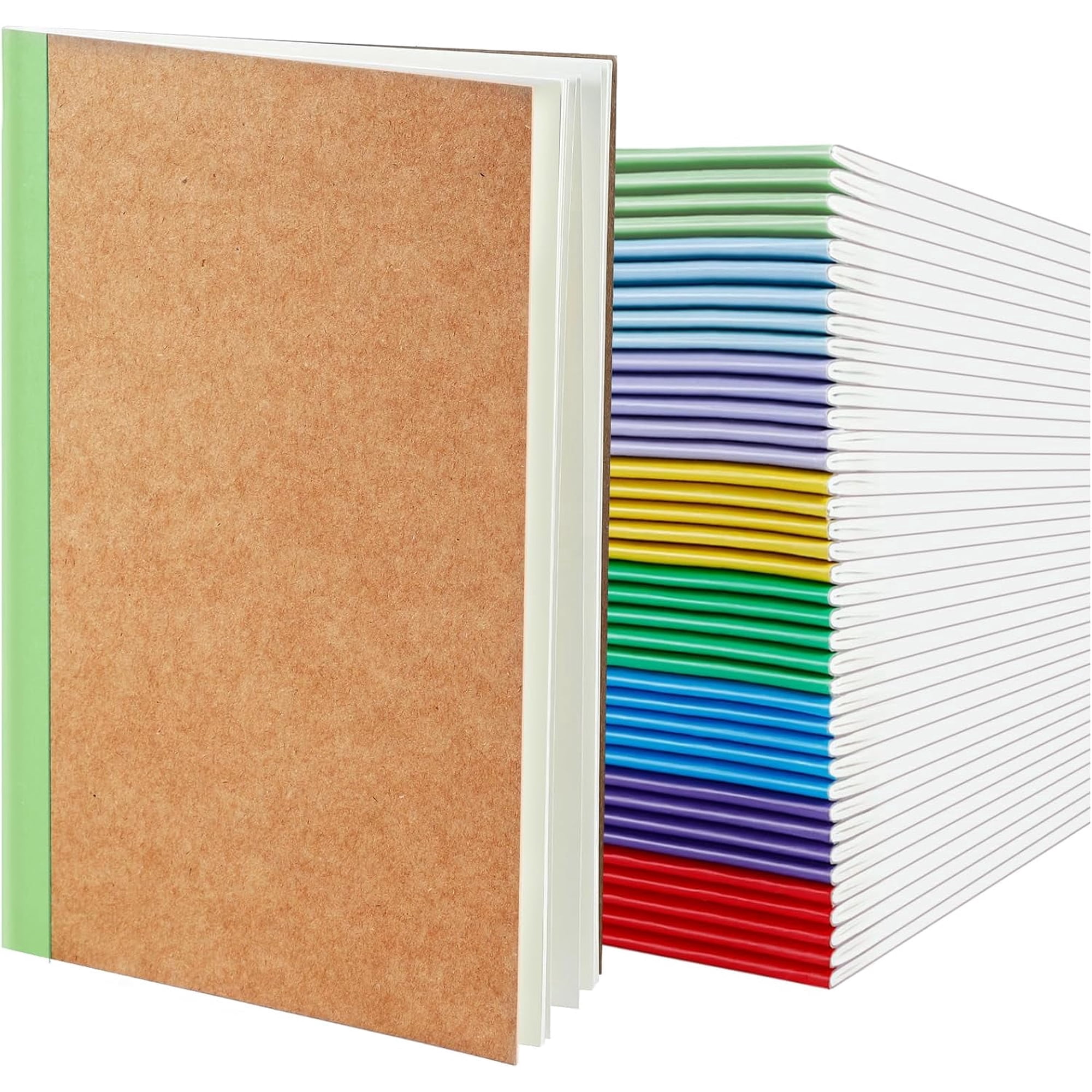 40 Pack Composition Notebooks Bulk,A5 Lined Kraft Notebooks,College Ruled Travel Journals with 8 Colors Rainbow Spines For Home Office Students Business,60 Pages/30 Sheets,8.3”x5.5”(8 Color)