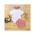 thumbnail image 3 of Jxzom Infant Baby Girls Easter Outfit 3 6 12 18 24 Months Short Sleeve Rabbit Print Romper Elastic Waist Shorts with Hairband 3Pcs Clothes Set, 3 of 7