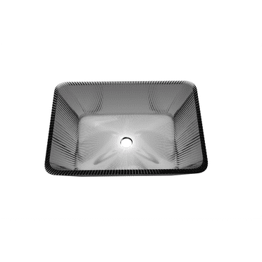 CastelloUSA Charlie Modern Smoky Gray  Crystal Rectangular Vessel Sink - 18 in.