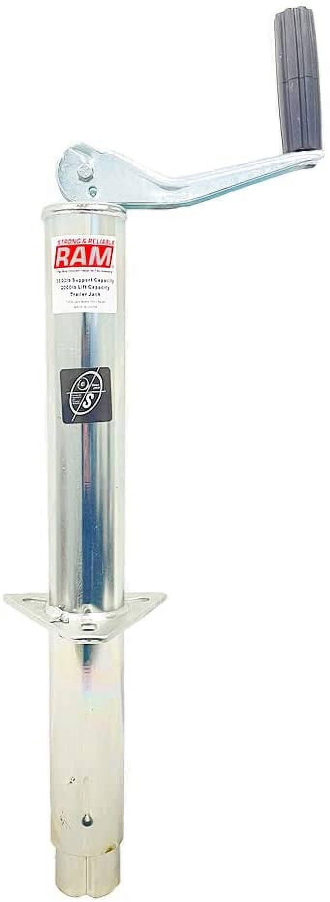 Southwest Wheel 2,000 lbs top Wind RAM Zinc A-Frame Trailer Jack w/ 4" Flip Foot