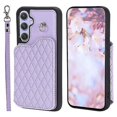 thumbnail image 1 of Funda con textura de cuadrícula y cordón para Samsung Galaxy A54 5G (negra), 1 of 5