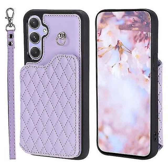 Funda con textura de cuadrícula y cordón para Samsung Galaxy A54 5G (negra)