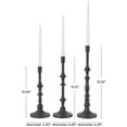 thumbnail image 3 of DecMode 3 Candle Black Metal Slim Turned Candle Holder, Set of 3, 3 of 8