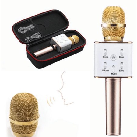 Q7 Handheld Mobile Phone Karaoke W ireless Microphone Golden KTV Player