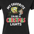 thumbnail image 3 of SpongeBob SquarePants - My Favorite Color Is Christmas Lights - Juniors Fitted Graphic T-Shirt, 3 of 6