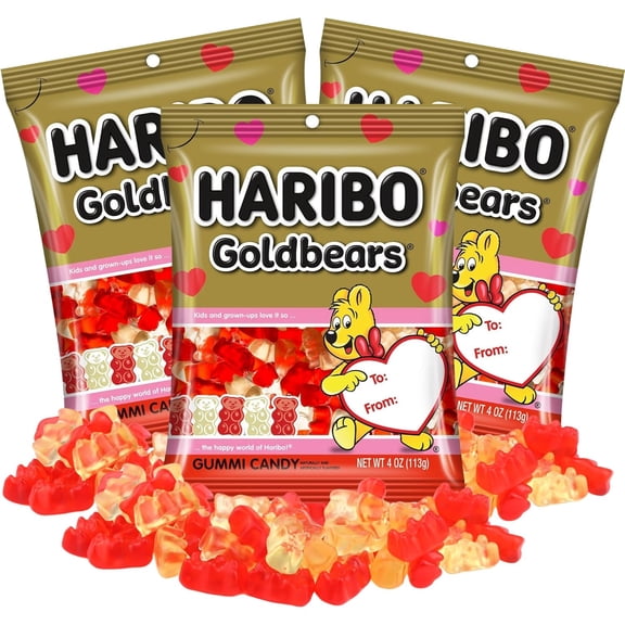 Haribo Gummy Goldbears Candy, Assorted Fruit Flavors, 4 oz, Pack of 3