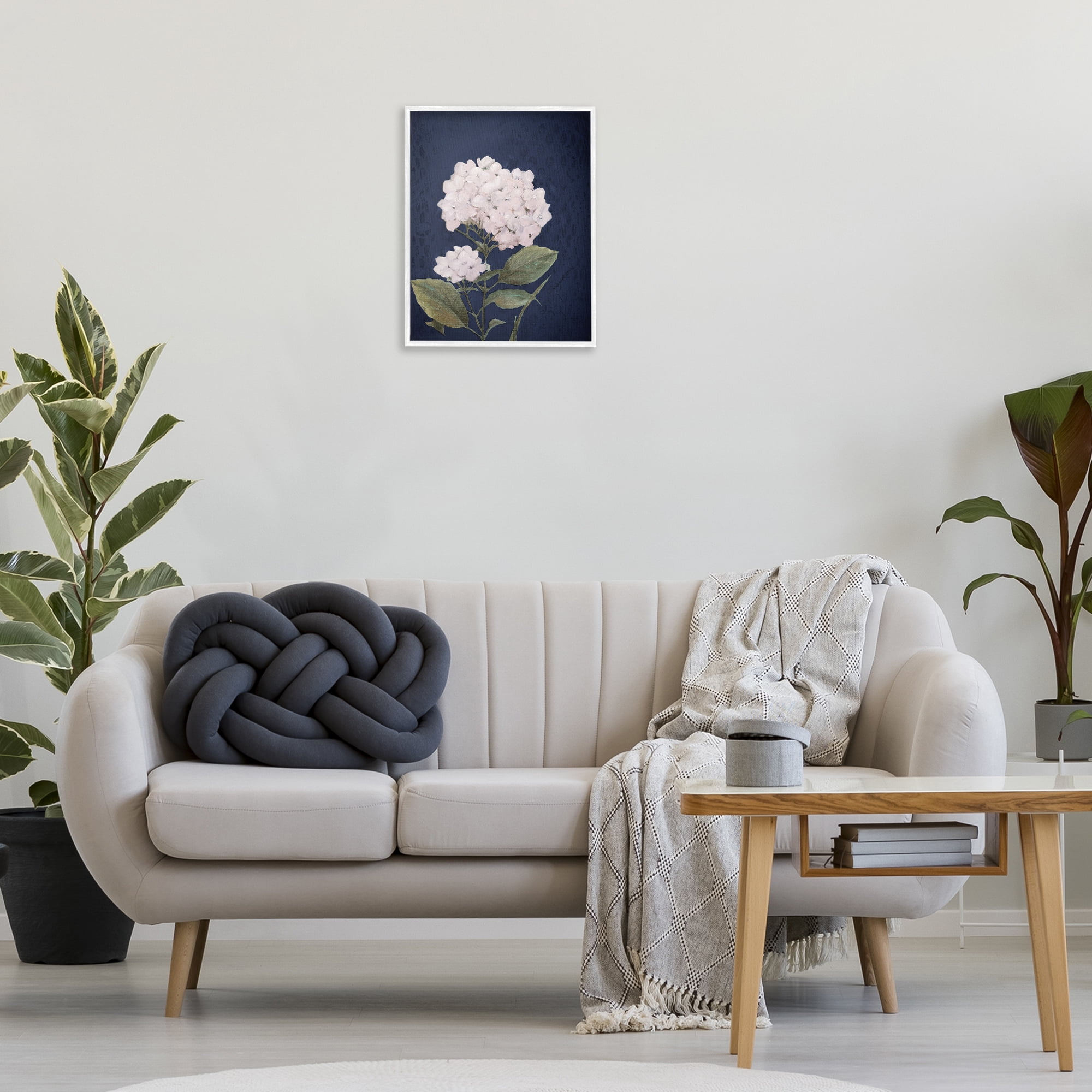 Stupell Industries White Hydrangea Blossom Botanical & Floral Painting White Framed Art Print Wall Art, 16 x 20