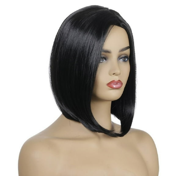 OUNONA Fashion High Temperature Short Straight Hair Wig Beautiful Stylish Hair Cover for Woman Girl (Black)