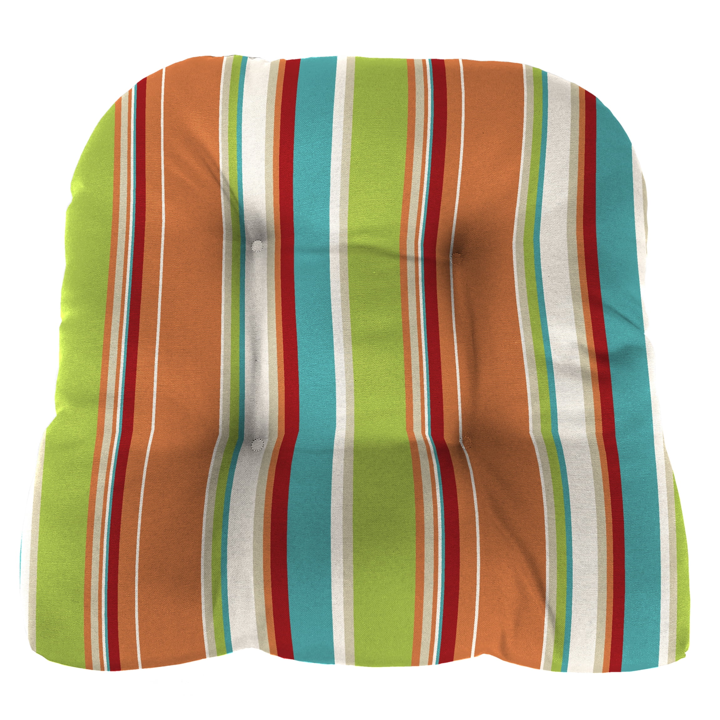 Jordan Manufacturing 3-Piece Covert Breeze Multicolor Stripe Tufted Outdoor Cushion with 1 Wicker Bench Cushion and 2 Wicker Seat Cushions